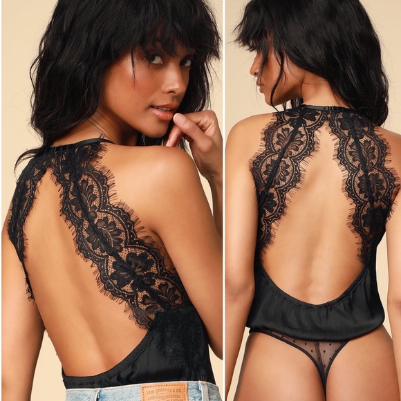 Free People Intimately Melrose Black Lace Backless Bodysuit XS - Picture 3 of 16